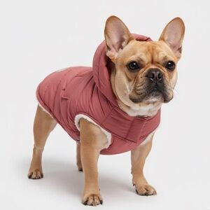 GF Pet Super Puff Pink Dog Parka With Sherpa Lining and Hood Size M